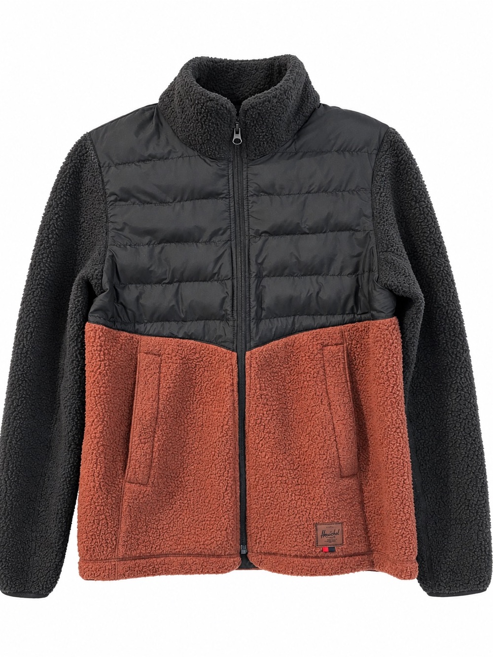 Herschel Supply Company Colorblock Sherpa Jacket in Black & Rust